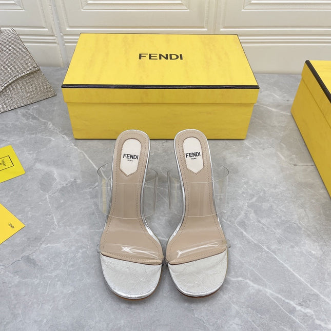 FENDI FIRST 95 MM HIGH-HEELED SANDAL IN TRANSPARENT TPU FILM AND LAMBSKIN