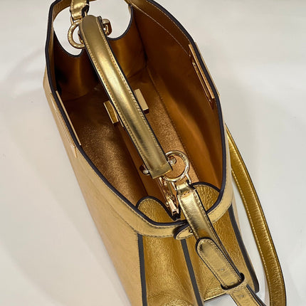 PEEKABOO ISEEU 33 IN GOLD METALLIC CALFSKIN GOLD HARDWARE