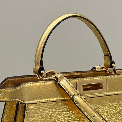 PEEKABOO ISEEU 33 IN GOLD METALLIC CALFSKIN GOLD HARDWARE