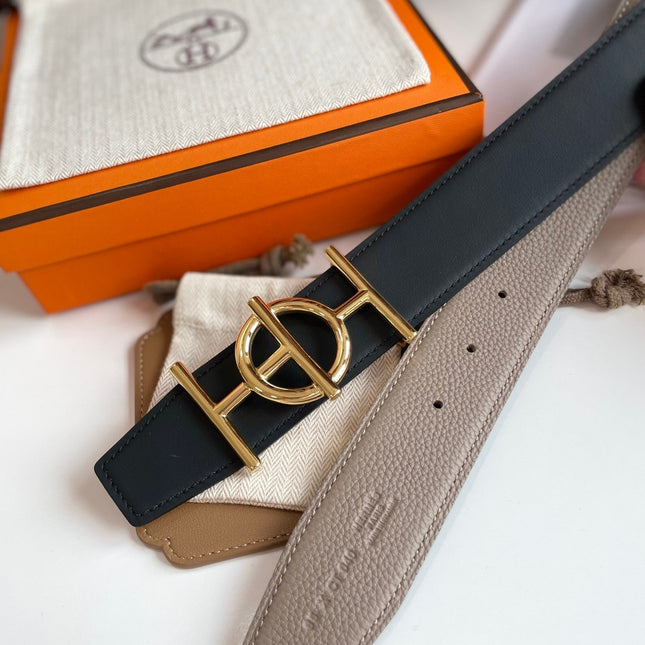 ULYSSE BELT BUCKLE & REVERSIBLE KHAKI BROWN LEATHER STRAP 38MM GOLD HARDWARE