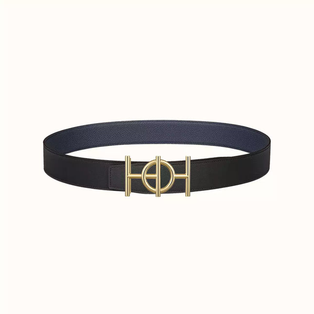 ULYSSE BELT BUCKLE & REVERSIBLE NAVY BLUE LEATHER STRAP 38MM GOLD HARDWARE