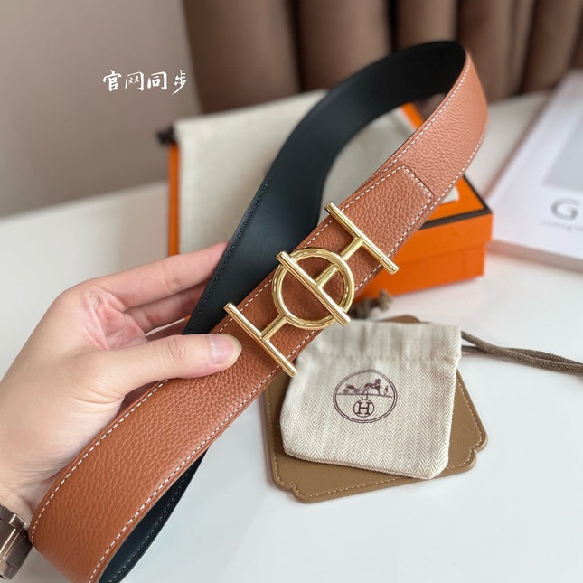 ULYSSE BELT BUCKLE & REVERSIBLE GINGER ORANGE LEATHER STRAP 38MM GOLD HARDWARE