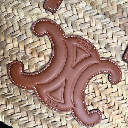 TRIOMPHE 35 BEIGE MOROCCAN RAFFIA FIBERS BAG