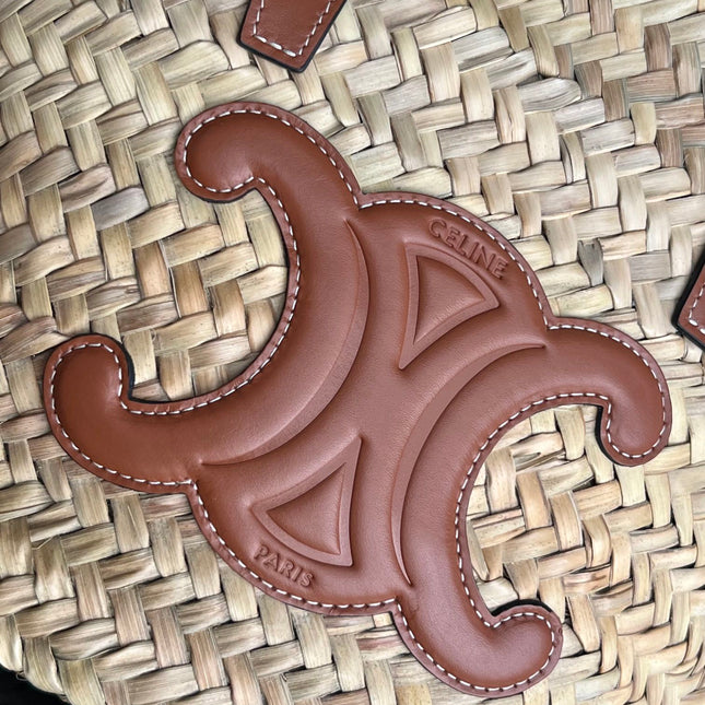 TRIOMPHE 35 BEIGE MOROCCAN RAFFIA FIBERS BAG