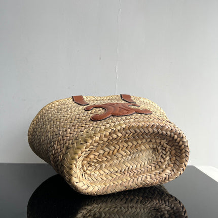 TRIOMPHE 35 BEIGE MOROCCAN RAFFIA FIBERS BAG