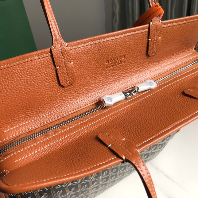 HARDY PM BAG 40 IN BLACK GOYARDINE CANVAS AND TAN TAURILLON LEATHER TRIM