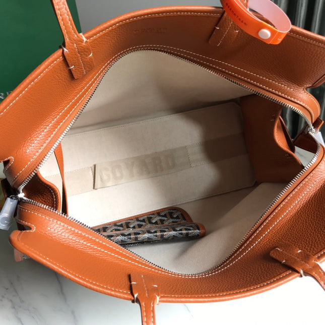 HARDY PM BAG 40 IN BLACK GOYARDINE CANVAS AND TAN TAURILLON LEATHER TRIM