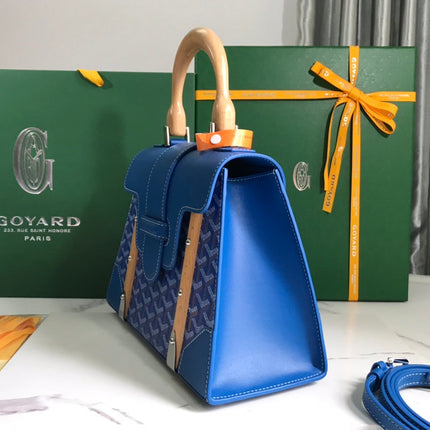 SAÏGON PM BAG 28 IN CURIOUS BLUE GOYARDINE CANVAS AND CALFSKIN