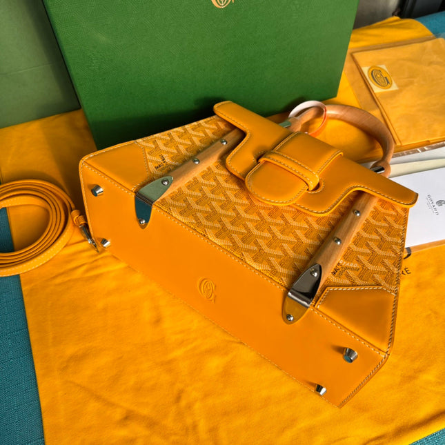SAÏGON PM BAG 28 IN YELLOW GOYARDINE CANVAS AND CALFSKIN