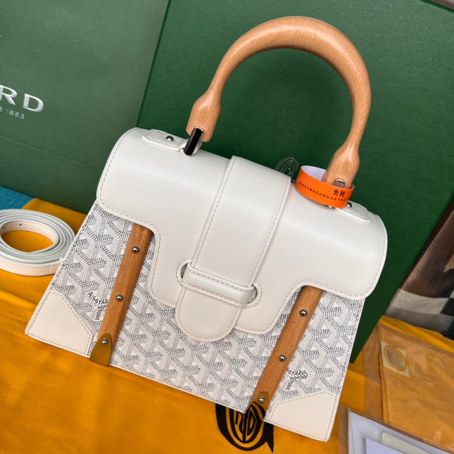 SAÏGON PM BAG 28 IN WHITE GOYARDINE CANVAS AND CALFSKIN