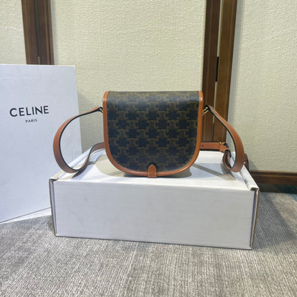 CELINE FOLCO BAG 18 BLACK IN TRIOMPHE CANVAS AND CALFSKIN