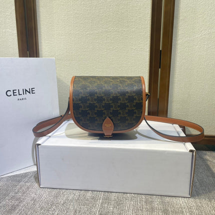 CELINE FOLCO BAG 18 BLACK IN TRIOMPHE CANVAS AND CALFSKIN