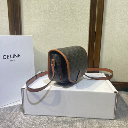 CELINE FOLCO BAG 18 BLACK IN TRIOMPHE CANVAS AND CALFSKIN