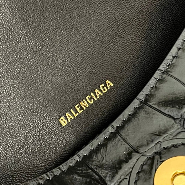 DOWNTOWN SHOULDER BAG 29 IN BLACK CROCODILE EMBOSSED CALFSKIN GOLD HARDWARE