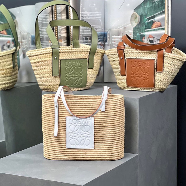 SMALL SQUARE  28 BASKET BAG IN RAFFIA AND WHITE CALFSKIN