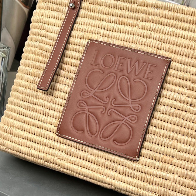 SMALL SQUARE  28 BASKET BAG IN RAFFIA AND CALFSKIN