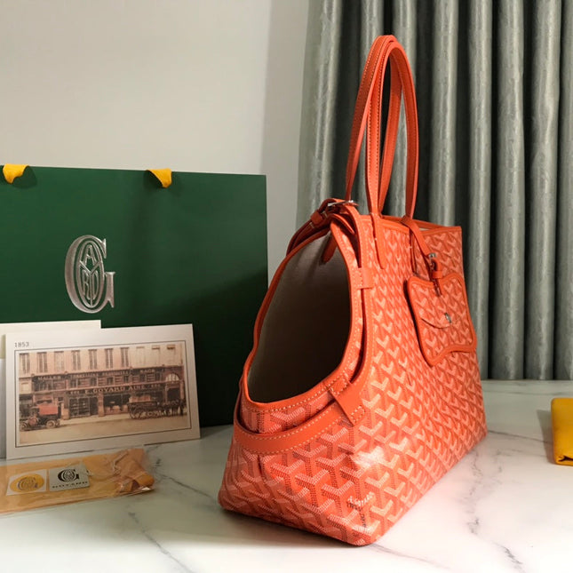 CHIEN GRIS BAG 33 IN ORANGE GOYARDINE CANVAS AND CALFSKIN TRIM