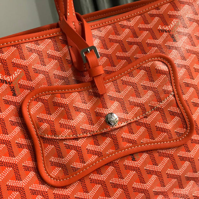 CHIEN GRIS BAG 33 IN ORANGE GOYARDINE CANVAS AND CALFSKIN TRIM