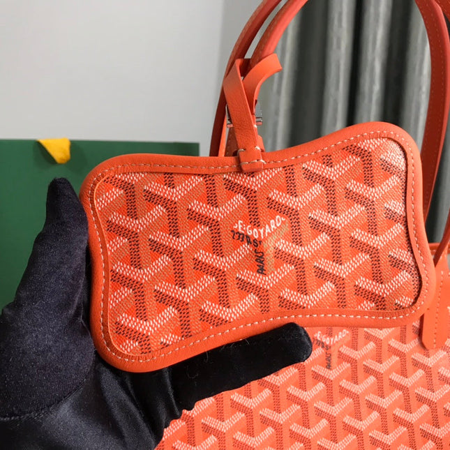 CHIEN GRIS BAG 33 IN ORANGE GOYARDINE CANVAS AND CALFSKIN TRIM