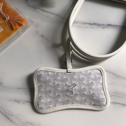 CHIEN GRIS BAG 33 IN WHITE GOYARDINE CANVAS AND TAN CALFSKIN TRIM