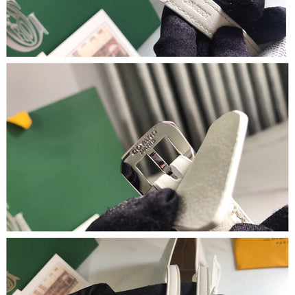 CHIEN GRIS BAG 33 IN WHITE GOYARDINE CANVAS AND TAN CALFSKIN TRIM