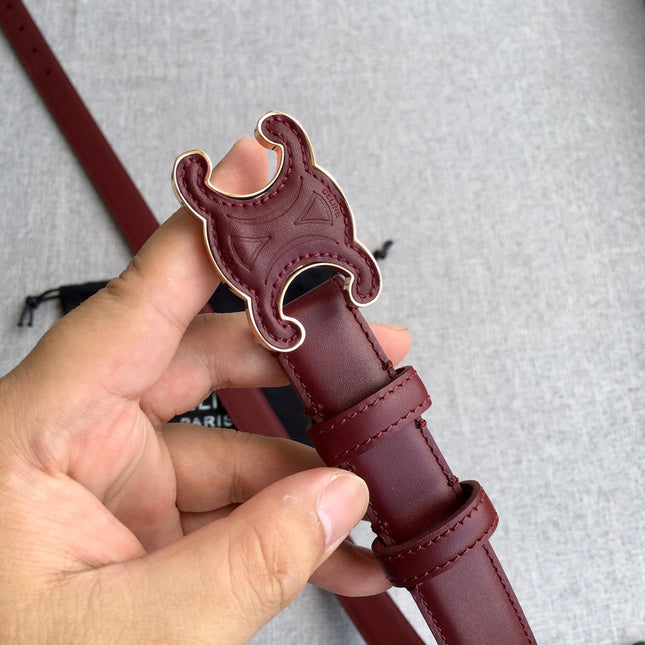 Medium Cuir Triomphe Belt 25mm Wine Calfskin