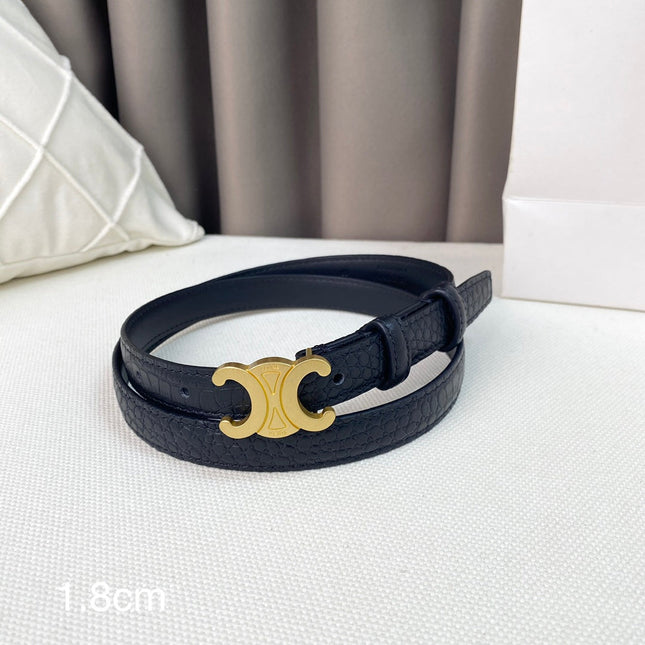 CL Belt 18mm Black Crocodile Embossed Calfskin Ghw