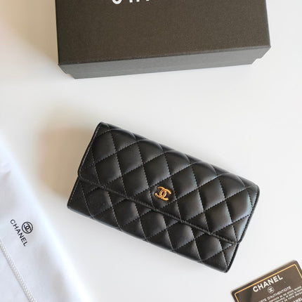 CC CLASSIC LONG PURSE CAVIAR 19 BLACK CALFSKIN