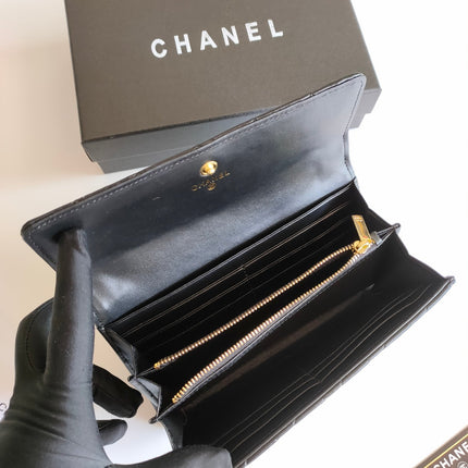 CC CLASSIC LONG PURSE CAVIAR 19 BLACK CALFSKIN