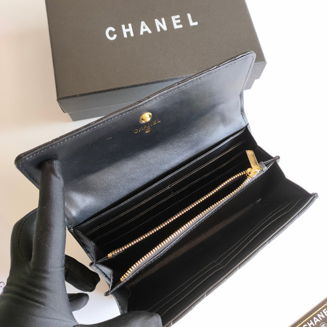 CC CLASSIC LONG PURSE CAVIAR 19 BLACK CALFSKIN