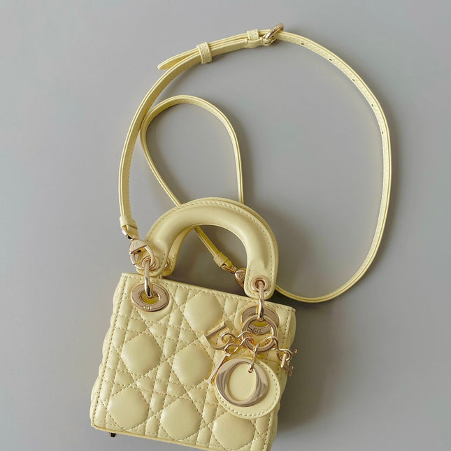 MICRO LADY 12 BAG IN LIGHT YELLOW LAMBSKIN