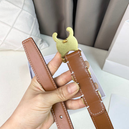 Medium Triomphe Belt 25mm Tan Calfskin Gold Loop Ghw