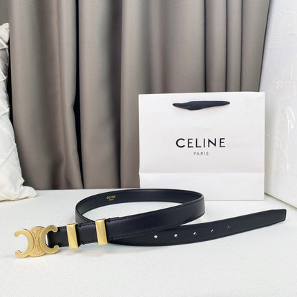 Medium Triomphe Belt 25mm Black Calfskin Gold Loop Ghw