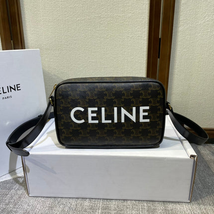 MEDIUM MESSENGER BAG 23 IN BLACK TRIOMPHE CANVAS WITH CELINE PRINT