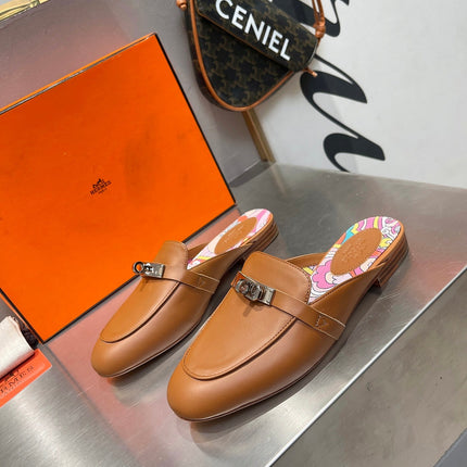 0Z MULE CARAMEL CALFSKIN WITH PATTERN