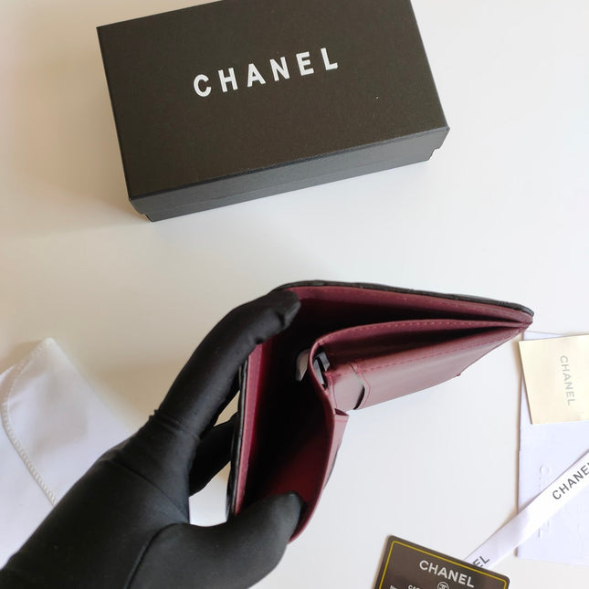 CC ZIPPED LONG PURSE 19 BLACK CALFSKIN GOLD ICON