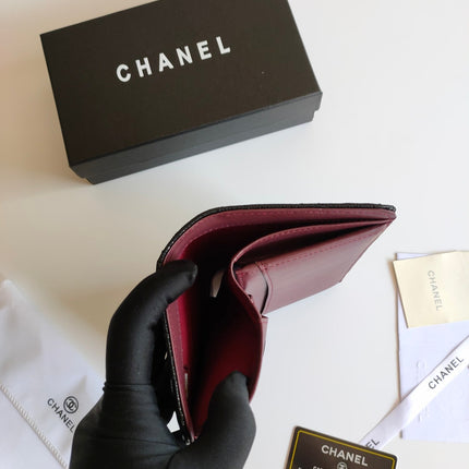 CC ZIPPED LONG PURSE 19 BLACK GRAINED CALFSKIN GOLD ICON