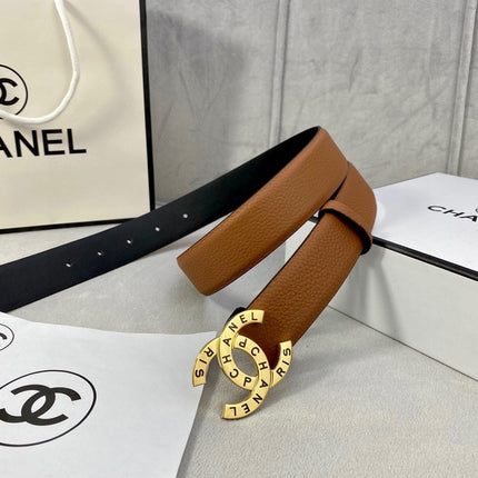 CC 30MM BELT IN BRONZE BROWN SMOOTH CALFSKIN WITH GOLD HARDWARE