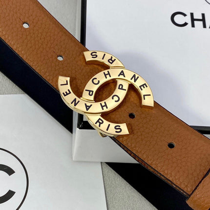 CC 30MM BELT IN BRONZE BROWN SMOOTH CALFSKIN WITH GOLD HARDWARE