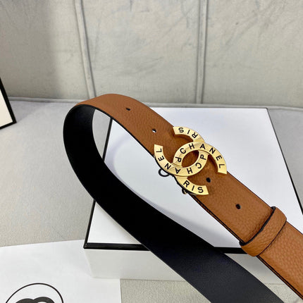 CC 30MM BELT IN BRONZE BROWN SMOOTH CALFSKIN WITH GOLD HARDWARE