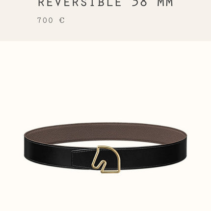 BOUCLE BELT BUCKLE & REVERSIBLE KHAKI BROWN LEATHER STRAP 38MM GOLD HARDWARE