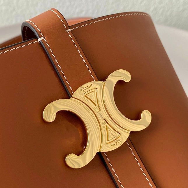 TRIOMPHE 25 BUCKET BAG CINNAMON BROWN CALFSKIN
