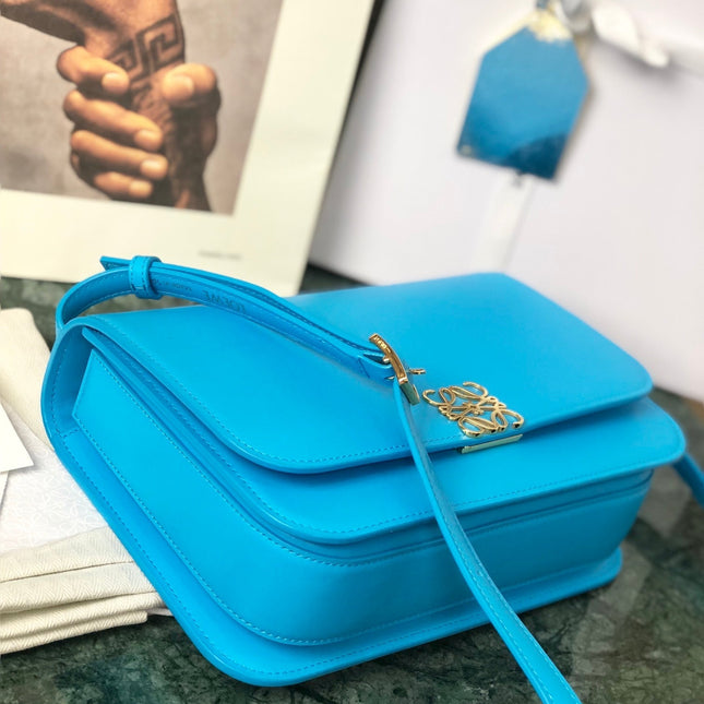 LOE GOYA BAG 18 IN COBALT BLUE SILK CALFSKIN