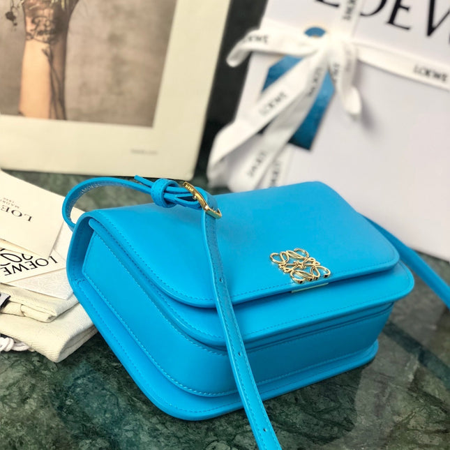 LOE GOYA BAG 18 IN COBALT BLUE SILK CALFSKIN