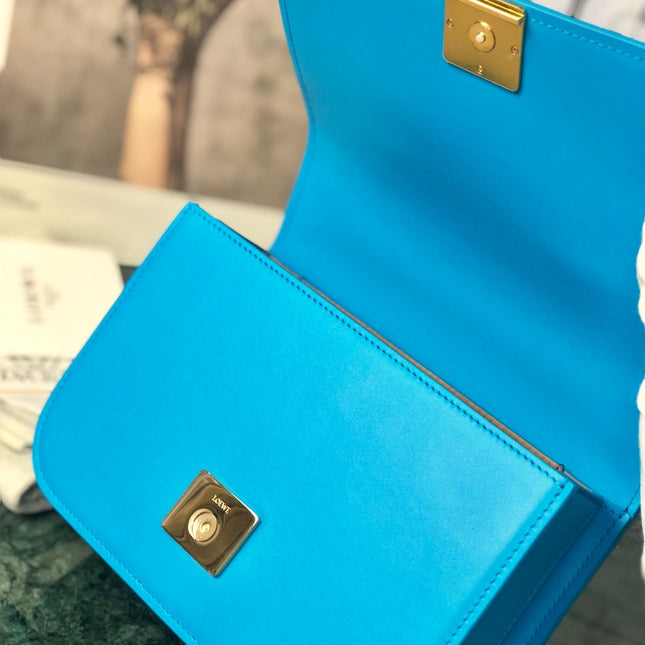 LOE GOYA BAG 18 IN COBALT BLUE SILK CALFSKIN