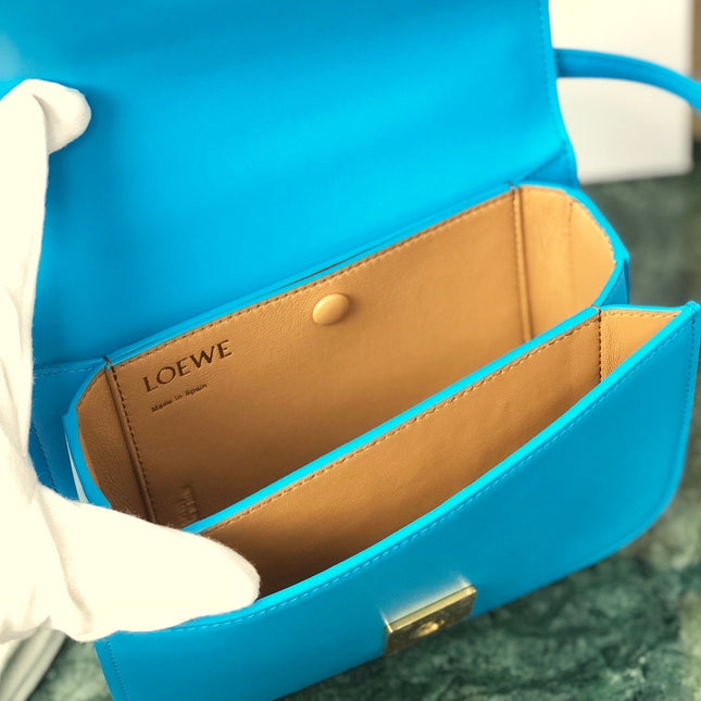 LOE GOYA BAG 18 IN COBALT BLUE SILK CALFSKIN