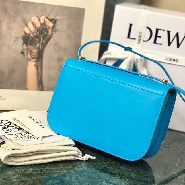 LOE GOYA BAG 18 IN COBALT BLUE SILK CALFSKIN