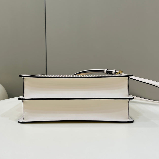 PEEKABOO ISEEU 34 IN WHITE PERFORATED CALFSKIN GOLD HARDWARE