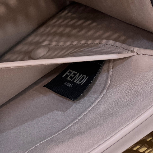 PEEKABOO ISEEU 34 IN WHITE PERFORATED CALFSKIN GOLD HARDWARE