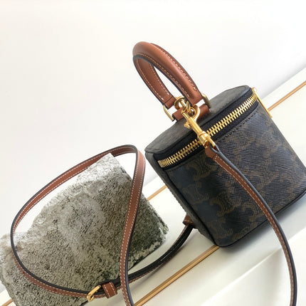 TRIOMPHE 9 CALFSKIN BLACK PATTERN BOX BAG